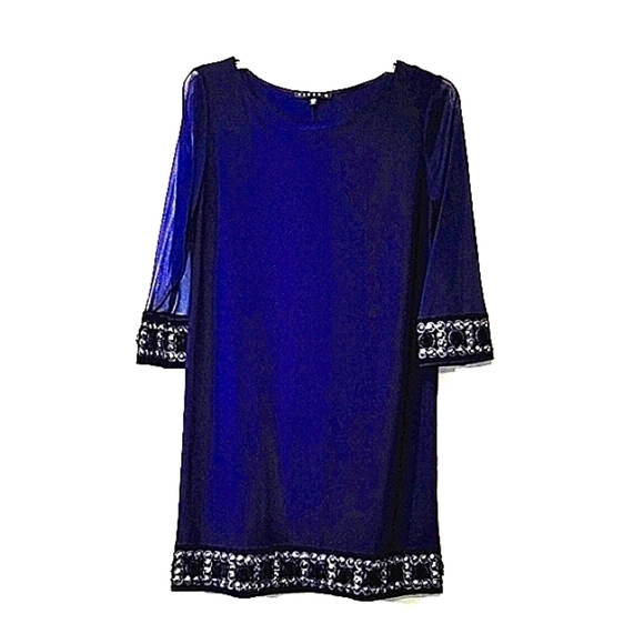 Tiana B. Evening shift dress Dark blue Size:4P - Picture 1 of 6